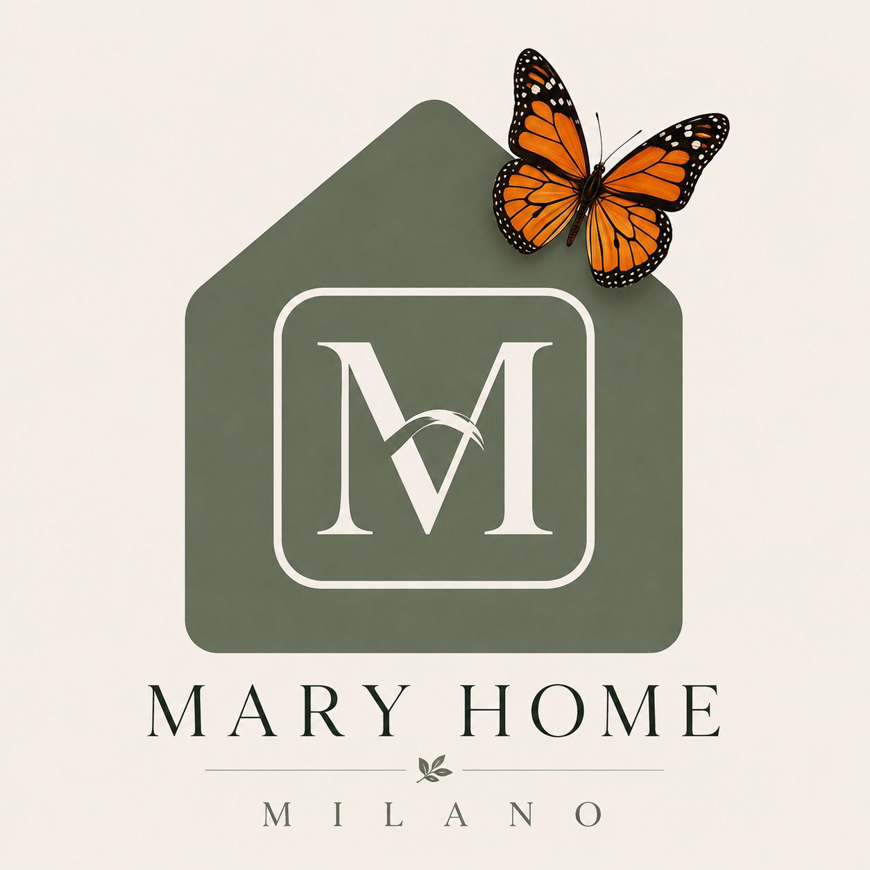 Logo Impresa Mary Home — casa con farfalla